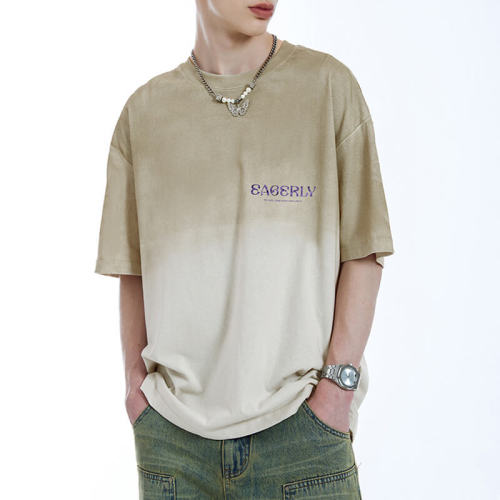 CUS24123217S24 Vintage Street Gradient Printed Oversized T-shirt | Vintage Street Style | China T-Shirts Manufacturer | Support OEM/ODM | 50 pcs MOQ