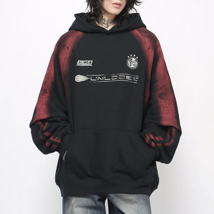 Custom Vintage Gradient Double-Layer Fleece Hoodies | Spray & Screen Printing | Support OEM & ODM