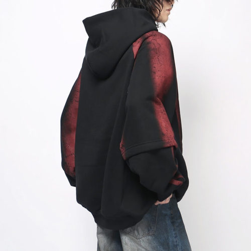 CUS2501N091 Vintage Gradient Double-Layer Fleece Hoodies | Vintage Street Style | Custom Hoodie Manufacturer | 50 PCS MOQ
