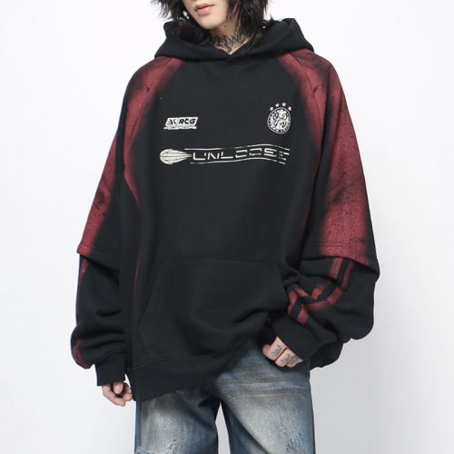 CUS2501N091 Vintage Gradient Double-Layer Fleece Hoodies | Vintage Street Style | Custom Hoodie Manufacturer | 50 PCS MOQ