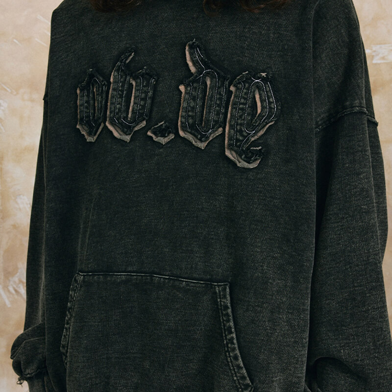 Vintage Washed Appliqued Embroidered Printed Fleece Hoodies