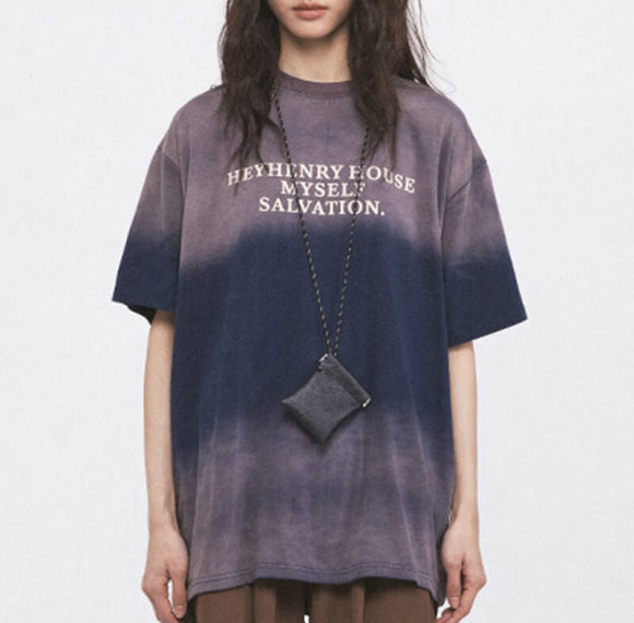 CUS2501H4202 Gradient Washed Letter Print Oversized T-Shirt | Vintage Street Style | Custom T-Shirts Manufacturer | 50 PCS MOQ