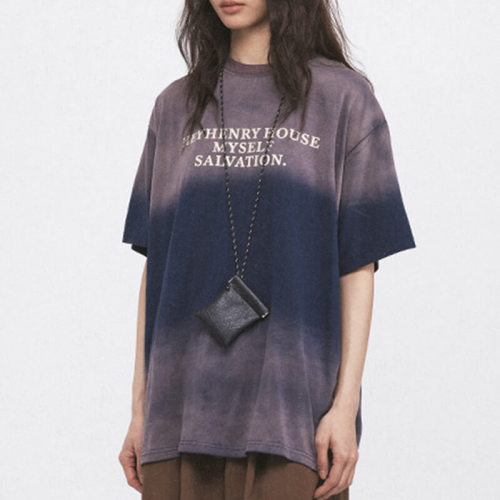 CUS2501H4202 Gradient Washed Letter Print Oversized T-Shirt | Vintage Street Style | Custom T-Shirts Manufacturer | 50 PCS MOQ