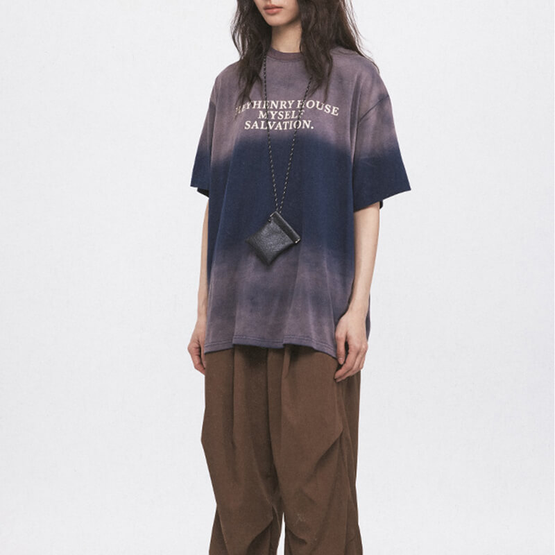 Gradient Washed Letter Print Oversized T-Shirt