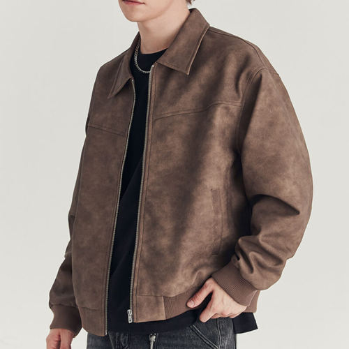 CUS2501Y736 Vintage Street Trend Swoosh Leather Jacket | Vintage Street Style | Custom Jacket Manufacturer | 50 PCS MOQ