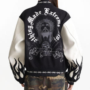 CUS2501MR03 Dark Street Embroidered Patchwork Baseball Jacket | Dark Street Style | Custom Jacket Manufacturer | 50 PCS MOQ
