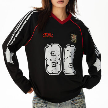 Custom Vintage Digital Sports Jersey Long Sleeve T-Shirt | Washed & DTG | 270G 100% Cotton