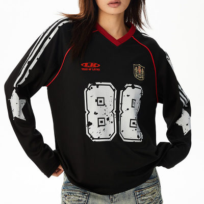 Custom Vintage Digital Sports Jersey Long Sleeve T-Shirt | Washed & DTG | 270G 100% Cotton