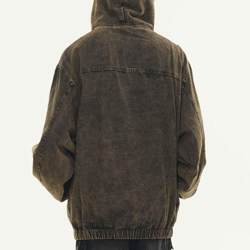 CUS2501MC-8682 Vintage Washed and Aged Denim Hoodie | Vintage Street Style | Custom Hoodies Manufacturer | 50 PCS MOQ