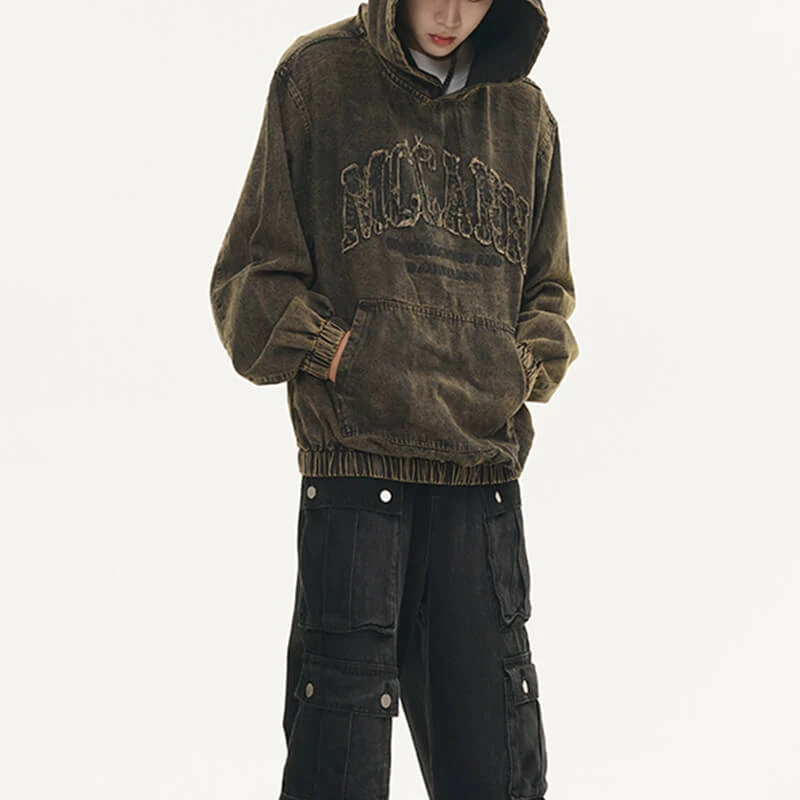 Vintage Washed and Aged Denim Hoodie
