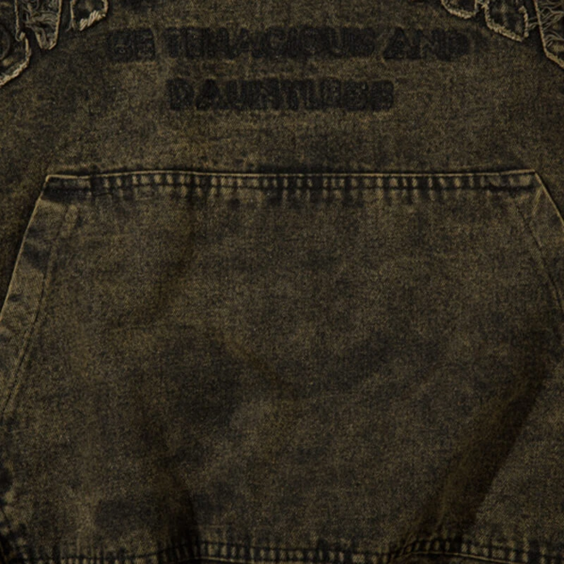 Vintage Washed and Aged Denim Hoodie