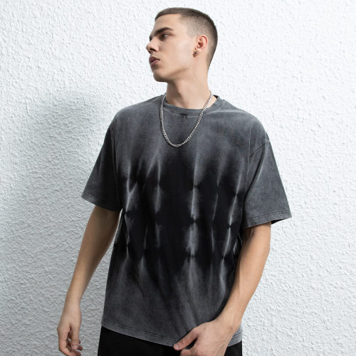 Kurzarm-T-Shirt mit verwaschenem Vintage-Muster und Streifenmuster | Vintage-Streetstyle | 230 g/m² Baumwolle | Hersteller maßgeschneiderter Streetwear-T-Shirts