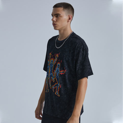 RTS220424 Dark Style Skull Print Washed Vintage Oversized T-Shirt | Dark Street Style | Streetwear T-Shirts Manufacturer