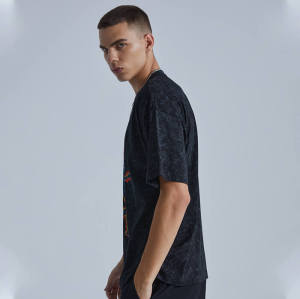 Washed Black Graphic T-shirt | Custom Skull T-shirts | Snow Washed, DTG, 100% Cotton | 50 PCS MOQ