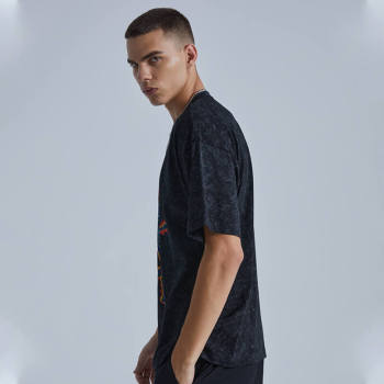 Washed Black Graphic T-shirt | Custom Skull T-shirts | Snow Washed, DTG, 100% Cotton | 50 PCS MOQ