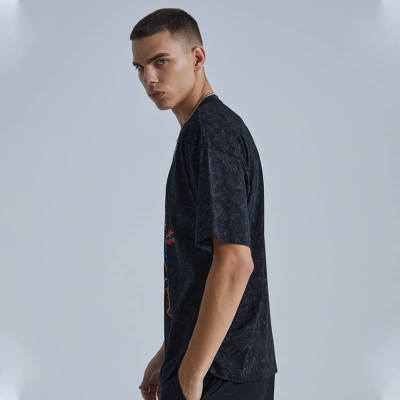 Washed Black Graphic T-shirt | Custom Skull T-shirts | Snow Washed, DTG, 100% Cotton | 50 PCS MOQ