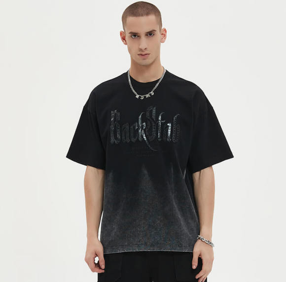 Appliqué Embroidery Printed Vintage Sun Dried Gradient Oversized T-shirts | Vintage Street Style | Streetwear T-Shirts Manufacturer