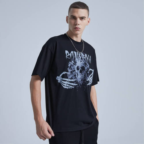 High Street Skull Print Short Sleeve Oversized Fit T-shirt | Dark Street Style | Streetwear T-Shirts Manufacturer | 50 PCS MOQ