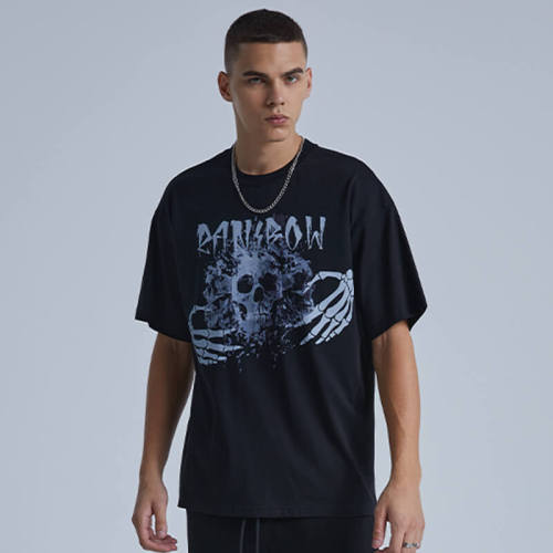 High Street Skull Print Short Sleeve Oversized Fit T-shirt | Dark Street Style | Streetwear T-Shirts Manufacturer | 50 PCS MOQ