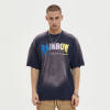 Partially Washed Gradient Puff Printing Monogram T-Shirt | Vintage Street Style | Oversized Fit | 100% Cotton | Support OEM/ODM