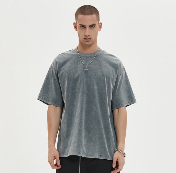 Blanks Gray Snow Washed Short Sleeve Oversized T-Shirt | Vintage Street Style | Oversized Fit | 100% Cotton | 50 PCS MOW
