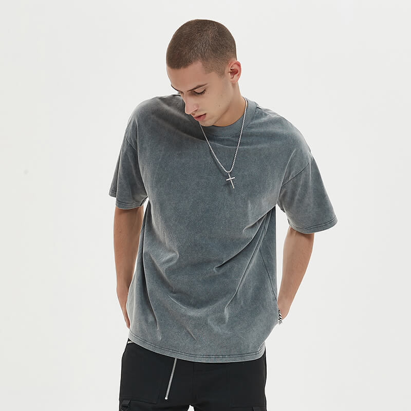 Blanks Gray Snow Washed Short Sleeve Oversized T-Shirt