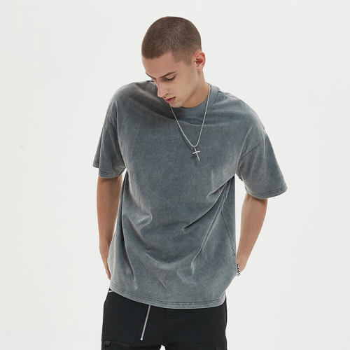 Blanks Gray Snow Washed Short Sleeve Oversized T-Shirt | Vintage Street Style | Oversized Fit | 100% Cotton | 50 PCS MOW