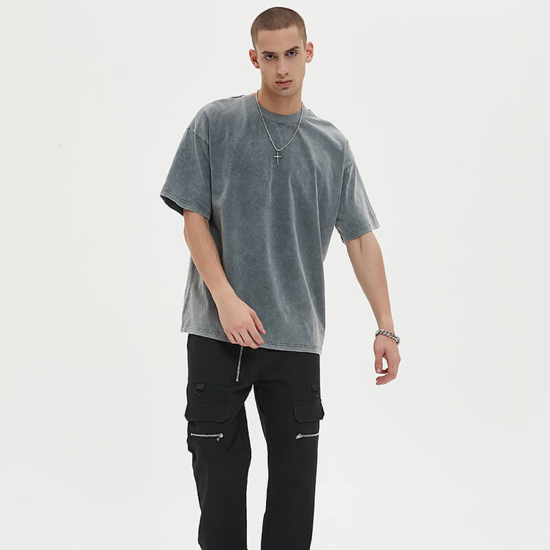 Blanks Gray Snow Washed Short Sleeve Oversized T-Shirt