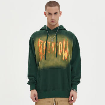 Partially Washed Aged Vintage Street Hoodie | Sun Dried & Slurry Coating Oversized Hooded Sweatshirt