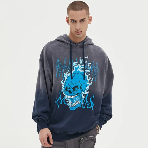 Custom Vintage Gradient Washed Hoodie | Sun Dried & DTG | 100% Cotton Hooded Sweatshirt