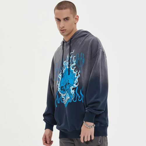 Custom Vintage Gradient Washed Hoodie | Sun Dried & DTG | 100% Cotton Hooded Sweatshirt