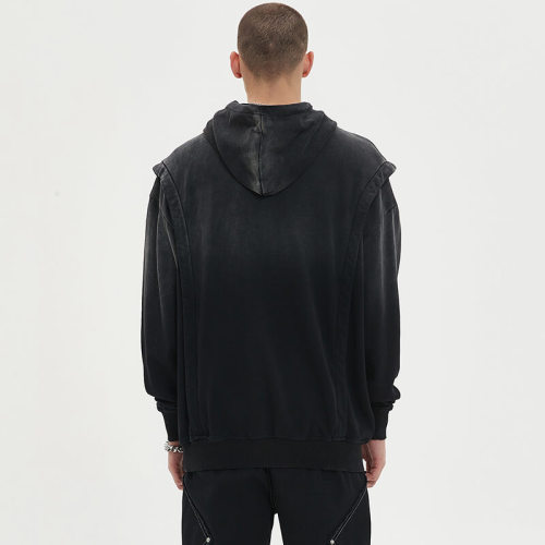 Custom Vintage Street Washed Double Layered Hoodie | Sun Dried & Slurry Coating | Support OEM & ODM