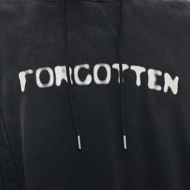 Letter Print Distressed Half-Washed Vintage Hoodie