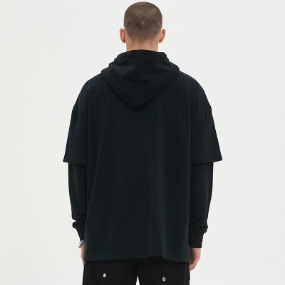 Custom Skull Pattern Fake Two Piece Dark Punk Hoodies | DTG | Oversized Long Sleeve Hooded Sweatshirts