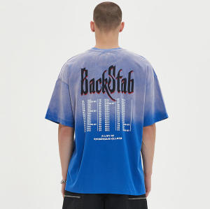 Custom Blue Gradient Washed Heart Streetwear Printed T-shirts | Washed & DTG | 100% Cotton T-shirts