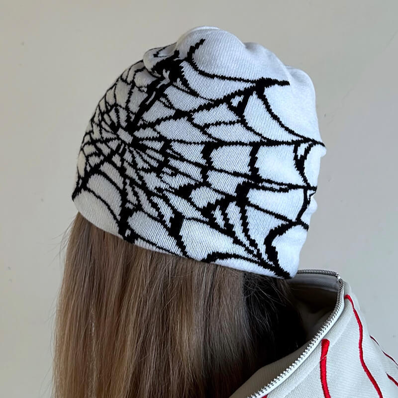 Dark Street Style Spider Web Winter Knit Hat