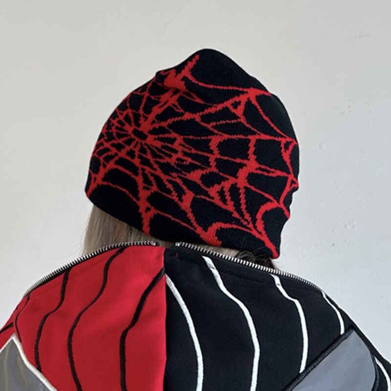 Dark Street Style Spider Web Winter Knit Hat