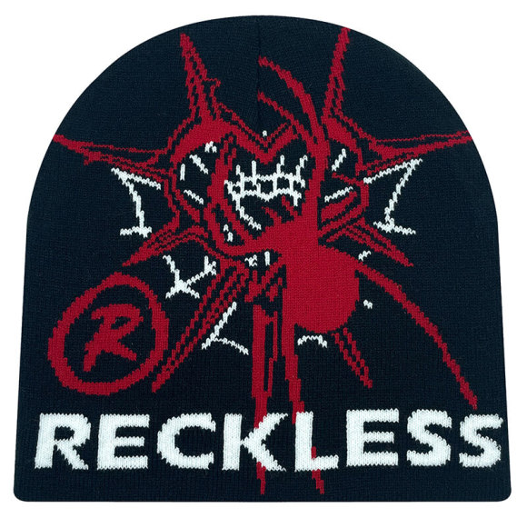 Dark Spider Pattern Double Layer Acrylic Knit Hat | Dark Street Style | Custom Hat Manufacturer