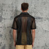 Touches Dark Original Design Punk Street Mesh Short Sleeve Shirts | Patchwork & Embroidery | Woven Fabric
