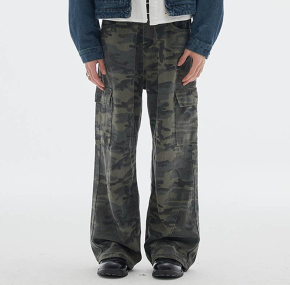 CUS25024092-RK90 Vintage Camouflage Pocket Work Pants | Vintage Street Style | Custom Pants Manufacturer