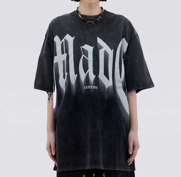 Vintage Gradient T shirt Men | Monogram Print | Washed, Screen Printing | OEM/ODM | Streetwear Manufacturer