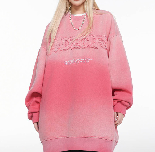 Sun Dried Embroidered Sweatshirt | Alphabet Embroidery Print | Washed Sweatshirt | OEM/ODM
