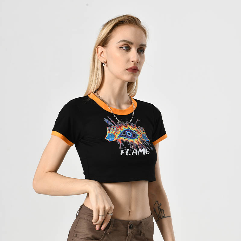 Summer Cropped Graphic Tee Women