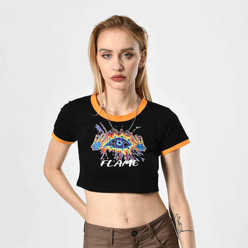 Summer Cropped Graphic Tee Women