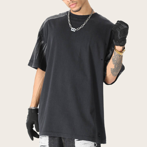 Washed Black T-shirt Mens | Custom T-shirts with Logo | Acid Washed, 100% Cotton | OEM/ODM