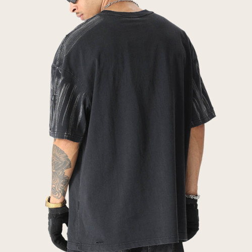 Washed Black T-shirt Mens | Custom T-shirts with Logo | Acid Washed, 100% Cotton | OEM/ODM