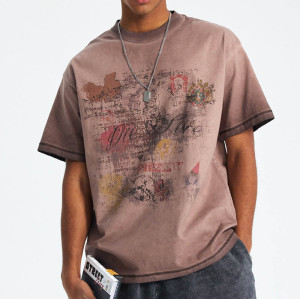 Custom Retro-Innovative Short-Sleeve T-Shirt with Graffiti Print for Men