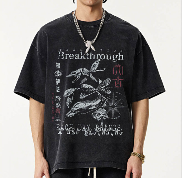 Custom Unique Dark Street Design Snake Print Short Sleeve T-Shirt