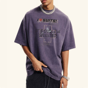 Vintage Inspiration Custom Black Washed Cross Printed T-Shirt