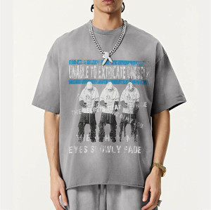 Custom Vintage Scattered Edge Washed Printed T-Shirt